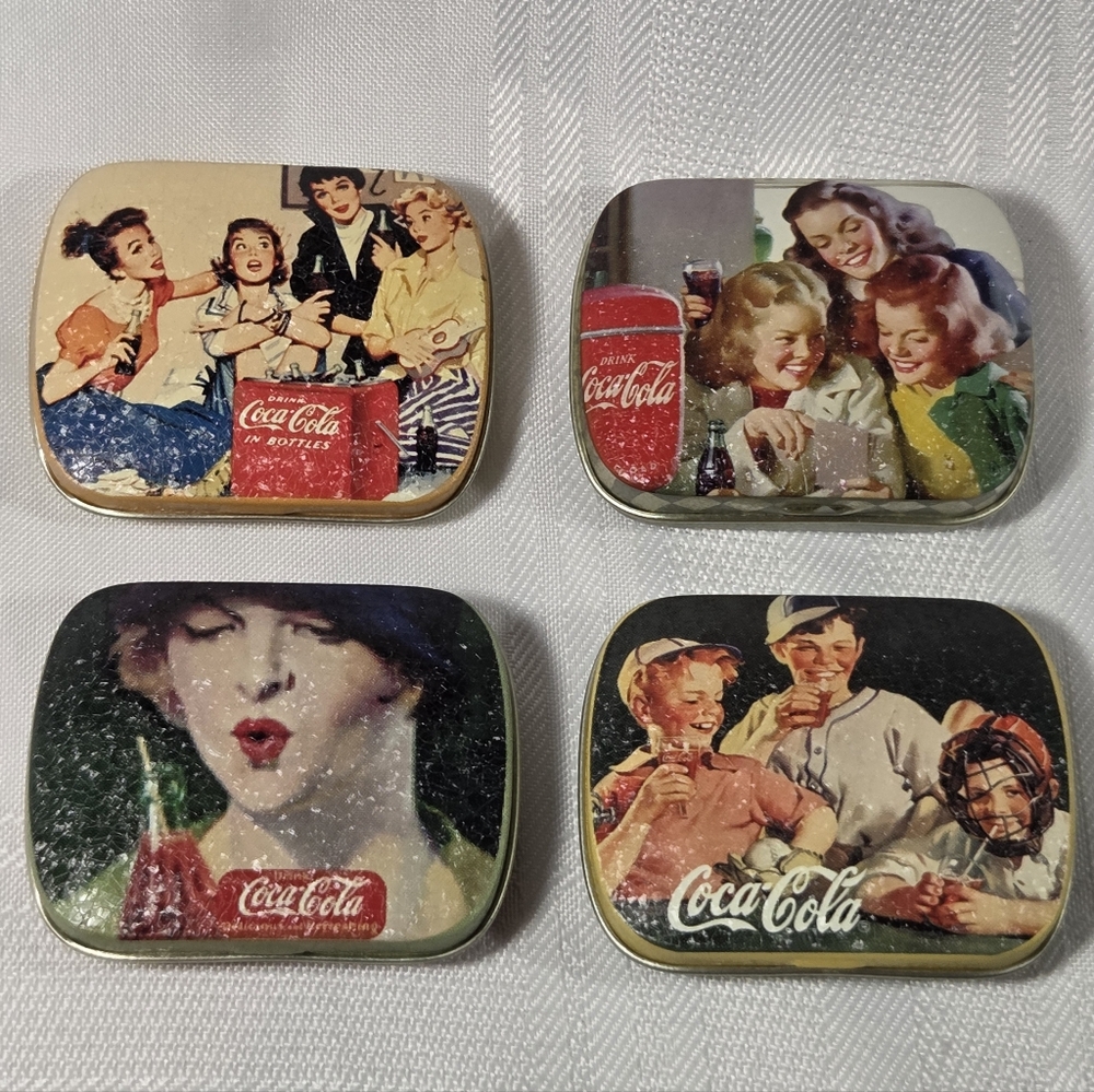 Coca-Cola Retro Tin Collection with Red Accents